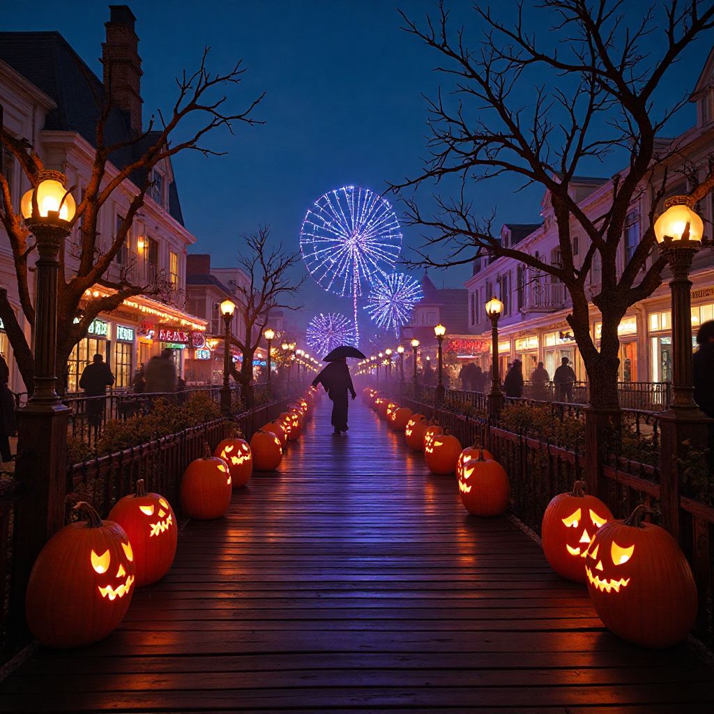 Halloween Spooktacular event with decorated boardwalk