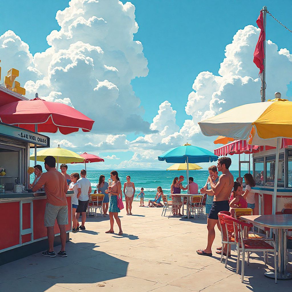 Family enjoying treats at the food court area