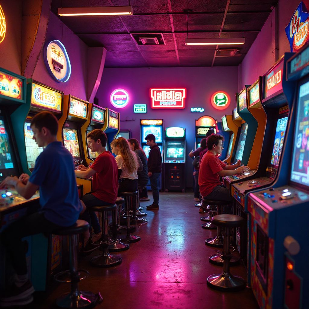 Beachside Arcade with both vintage and modern games