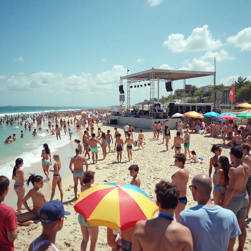 Summer Splash Festival with water activities and beach party atmosphere