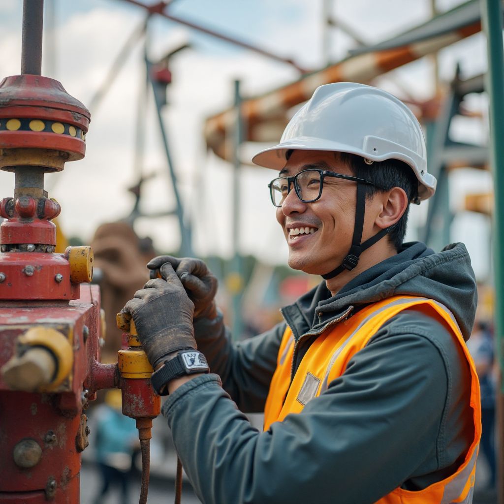 Marcus Chen inspecting a roller coaster track